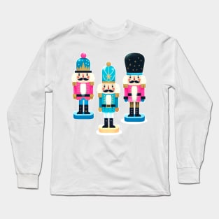 Neon Nutcracker Gentlemen Christmas Graphic Design Long Sleeve T-Shirt